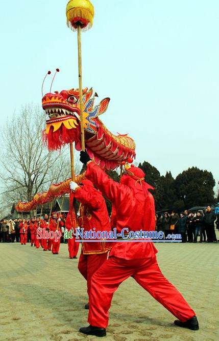 14 Meters Brand New Gold Chinese Dragon Dance Costume Complete Set for 8 People