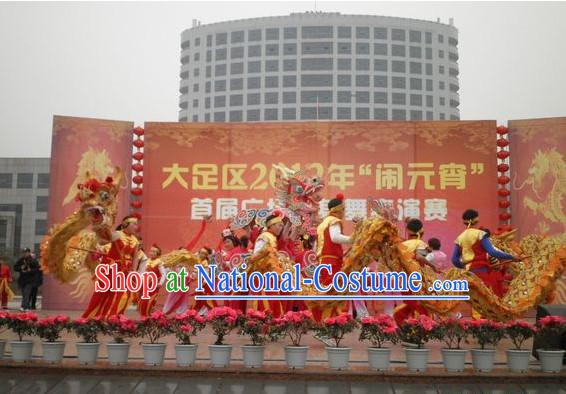 Handmade Olympic National Dragon Dance Equipments Complete Set for 8 Elementary School Students