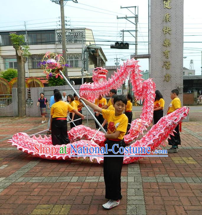 18 Meters China New Year Celebration and Competition Red Luminous Dragon Dance Costume for Students