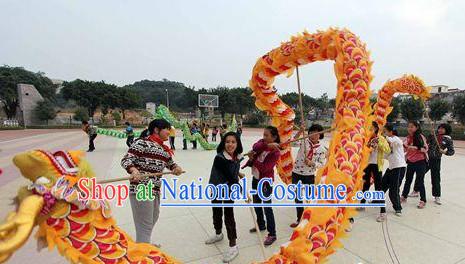 16 Meters China Yellow Red Dragon Dance Equipments for 10 Teenagers