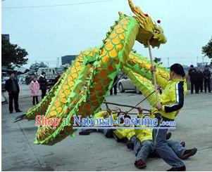 Green Gold Dragon Dance Equipments Complete Set