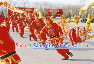 Traditional Red Dragon Dancer Uniform