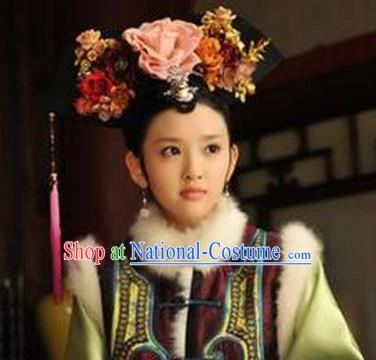 Chinese Qing Dynasty Princess Floral Manchu Hat