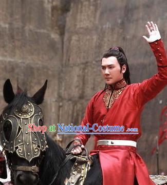 Chinese Costume Period of the Northern and Southern Dynasties Lanling Wang Red General Clothes for Men