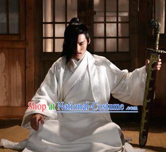 Pure White Ancient Chinese Swordwoman Clothes