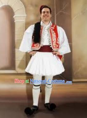 Traditional Greek Men Costume and Hat Complete Set