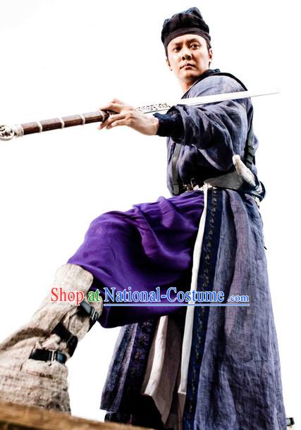 Chinese Ancient Swordman Costume and Hat Complete Set