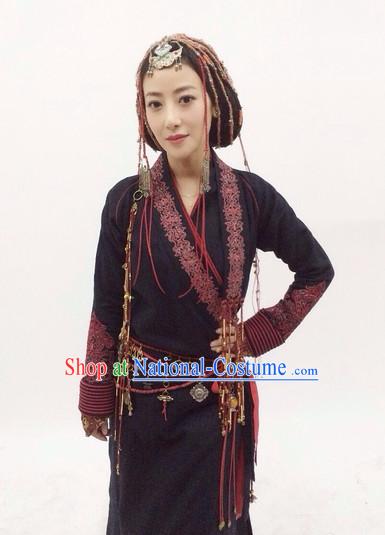 Classic Chinese Black Swordwoman Costume Complete Set