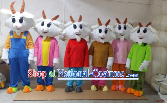 Chinese New Year Happy Sheep Goat Mascot Costumes Full Set