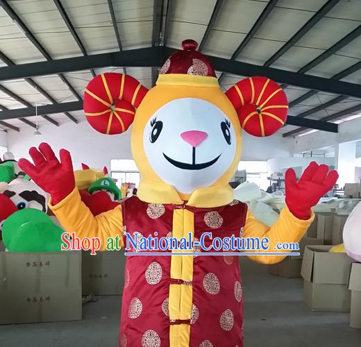 Chinese New Year Laughing Sheep Goat Mascot Costumes Complete Set