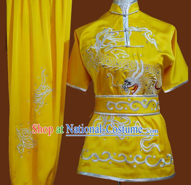 Yellow Professional Martial Arts Competition Silk Outfit