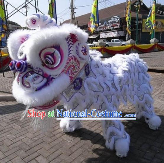 White Wool Lion Mascot Costume Complete Set