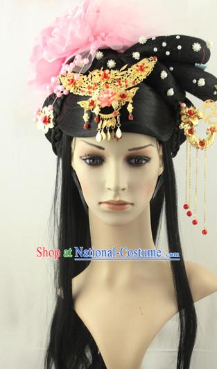 Ancient Chinese Fairy Black Wigs and Hairpieces Hair Jewelry