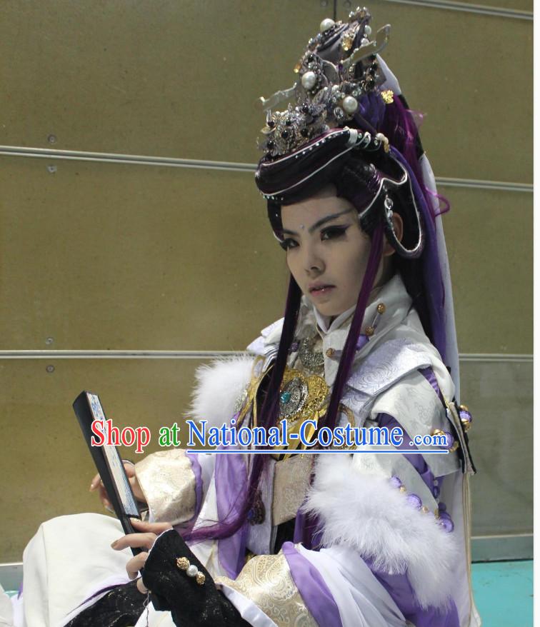 Chinese Fairy Legend Queen Princess Emperor Cosplay Long Wigs and Hair Accessories