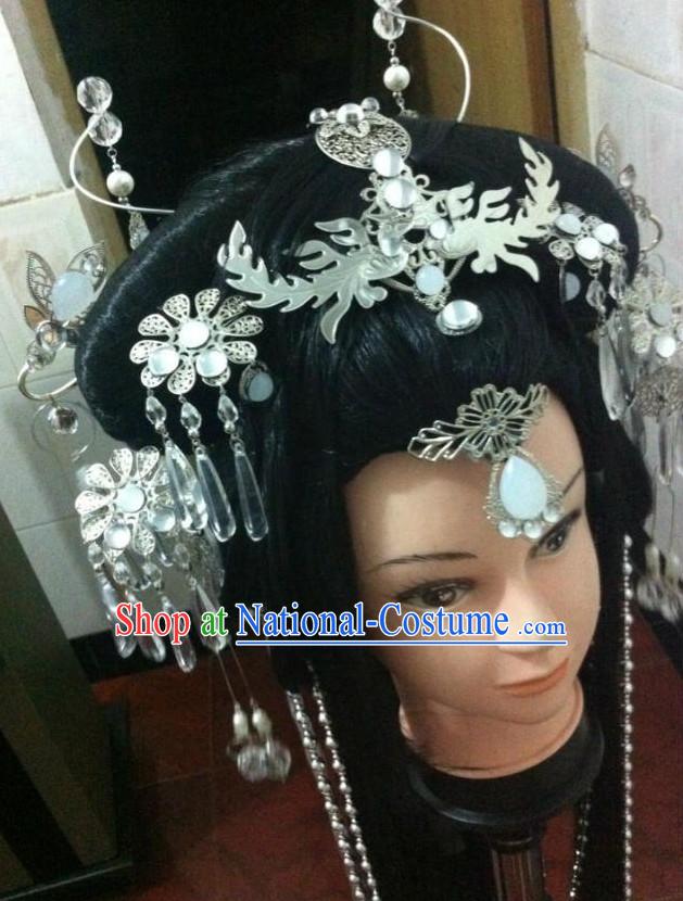 Chinese Fairy Legend Queen Princess Emperor Cosplay Long Wigs and Hair Accessories