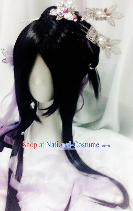 Chinese Fairy Legend Queen Princess Emperor Cosplay Long Wigs and Hair Accessories Jewelry