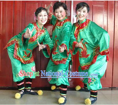 Chinese Happy Nanny Dance Costumes and Wigs