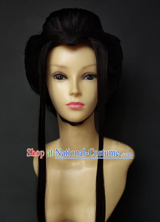 Japanese Halloween Costumes Long Black Wigs