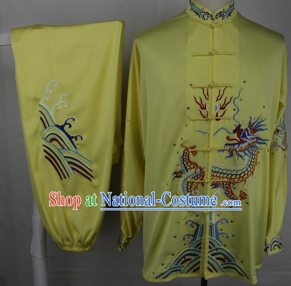 Long Sleeves Embroidered Dragon Blouse and Pants