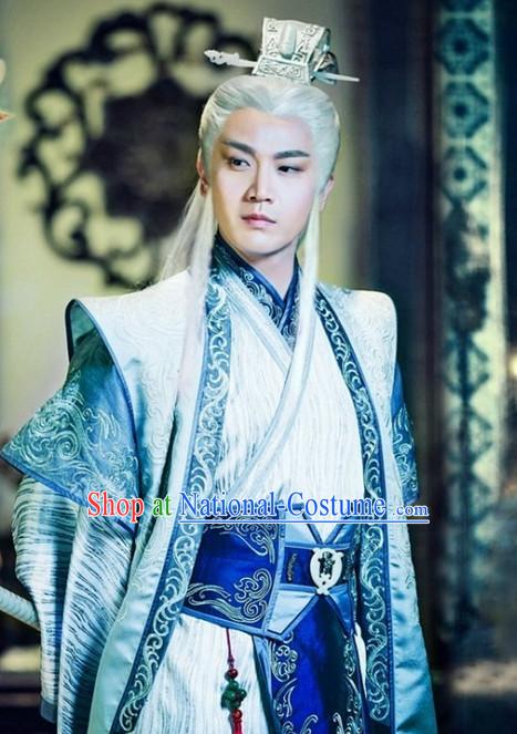 Ancient Chinese Swordsman Halloween Costumes and Hair Accessories