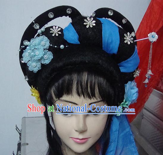 Chinese Opera Peking Opera Cantonese Opera Meng Jiang Nv Hairstyles Fascinators Fascinator Wholesale Jewelry Hair Pieces and Black Wigs