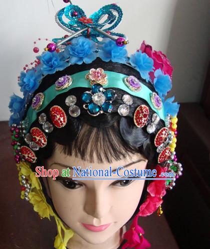 Handmade Ancient Chinese Peking Opera Hua Dan Wigs and Hair Pieces Set