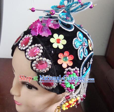 Handmade Ancient Chinese Peking Opera Qing Yi Wigs and Hair Pieces Set