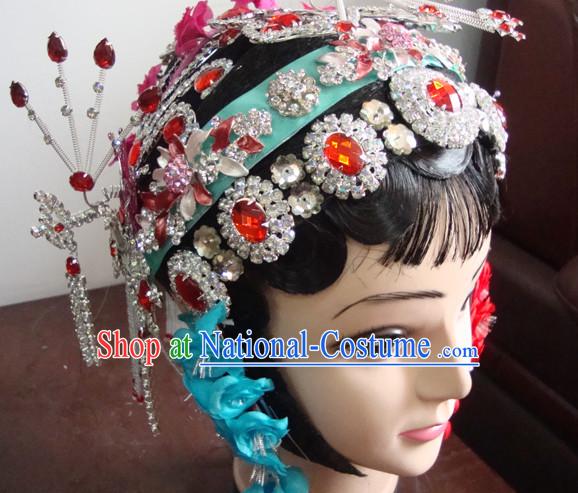 Handmade Chinese Theatrical Performances Shuang Zhu Feng Opera Hairstyles Fascinators Fascinator Wholesale Jewelry Hair Pieces and Wigs