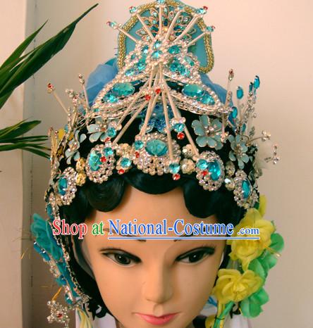 Chinese Opera Theatrical Performances Jade Butterfly Guan Yin Hairstyles Fascinators Fascinator Wholesale Jewelry Hair Pieces and Wigs