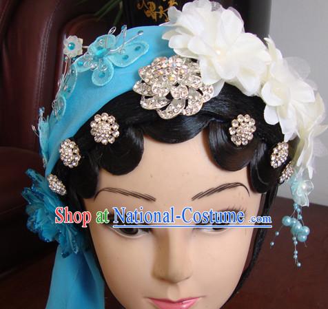 Chinese Opera Theatrical Performances Qin Xiang Lian Hairstyles Fascinators Fascinator Wholesale Jewelry Hair Pieces and Black Long Wigs