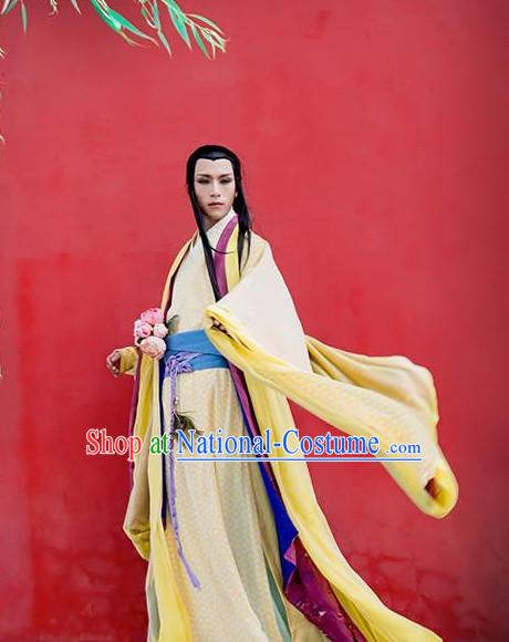 Chinese Ancient Yellow Superhero Garment for Men