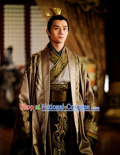 Chinese Ancient Emperor Dresses online Designer Halloween Costume Wedding Gowns Dance Costumes Cosplay and Hair Jewelry Complete Set