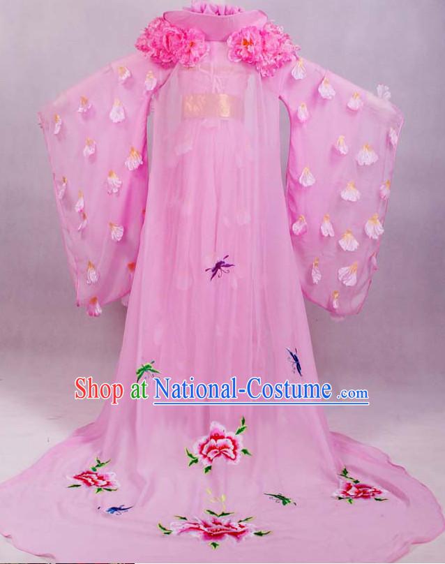 Chinese Ancient Empress Pink Wedding Dresses online Designer Halloween Costume Wedding Gowns Dance Costumes Cosplay and Hair Jewelry Complete Set