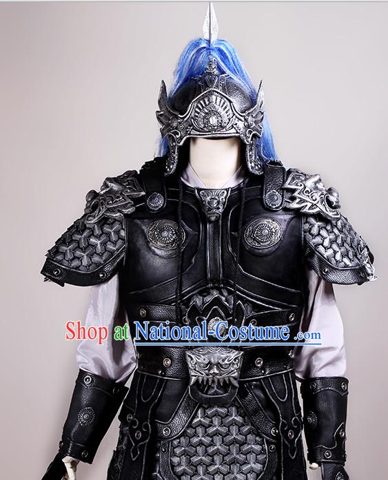 Chinese Ancient Style Knights Armor Costumes Samural Helmet Outfits Complete Set