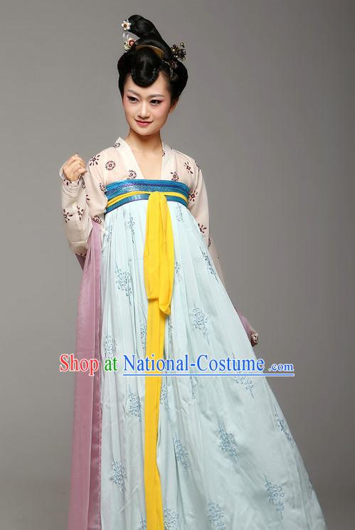 Chinese Ancient Female Tang Dynasty Lady Halloween Costumes and Hair Jewelry