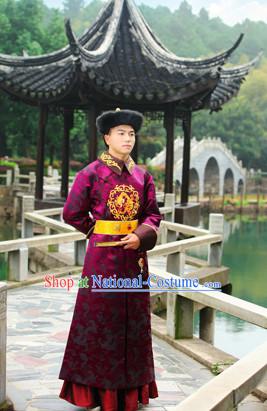 Asian Chinese Qing Dynasty Prince Long Robe and Hat Complete Set