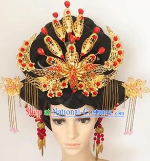 Chinese Ancient Queen Black Wigs and Hair Accessories