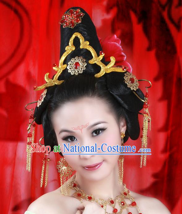 Chinese Ancient Imperial Princess Black Wigs Hairstyles Hair Jewelry