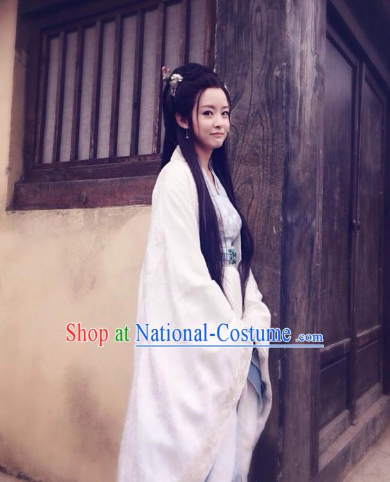 Red Asia Chinese Fairy Halloween Costume Cosplay Costumes and Hair Accessories Complete Set