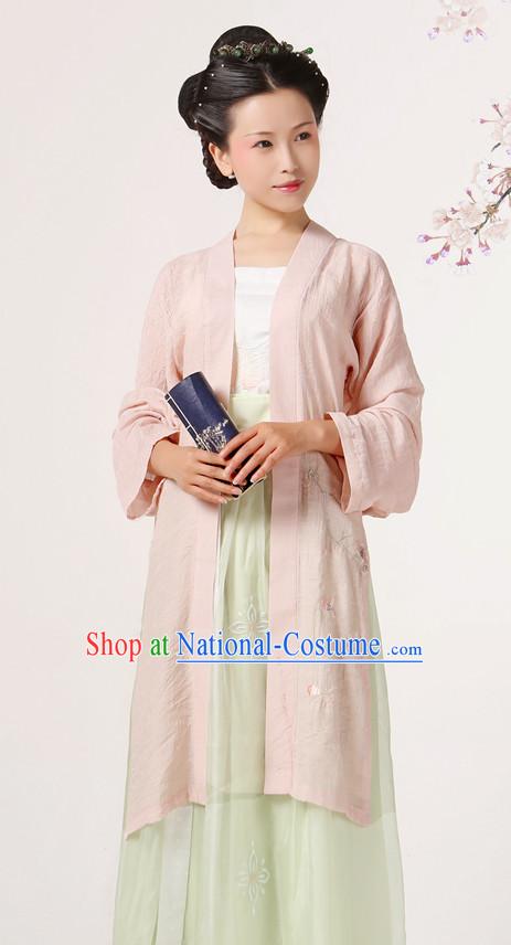 Ancient Chinese Song Dynasty Hanfu Costumes Clothes and Hair Jewelry Complete Set for Women