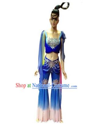 Chinese Classic Flying Angel Dance Costume and Headwear Complete Set for Girls