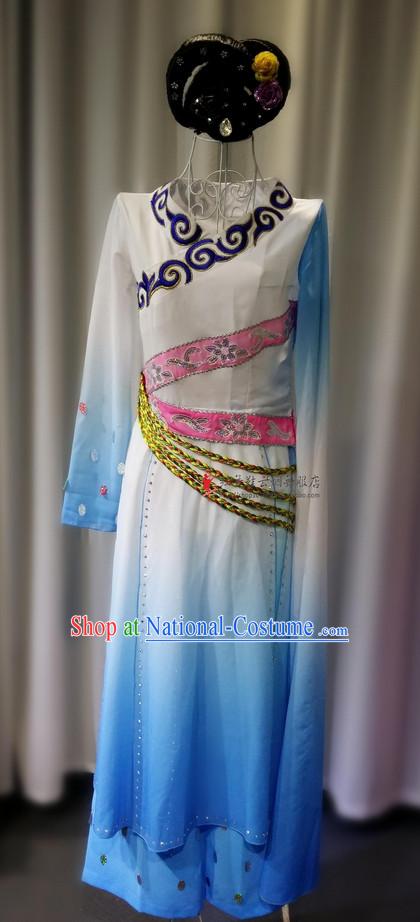 Chinese Folk Ethnic Dance Costume and Hat Complete Set for Girls or Women