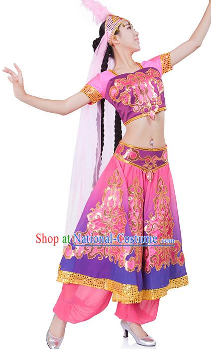 Chinese Xinjiang Dance Costume Wholesale Clothing Discount Dance Costumes Dancewear Supply and Headpieces for Women