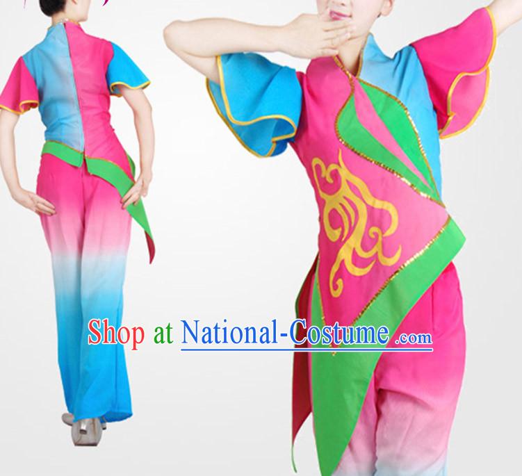 Chinese Folk Fan Dance Costume Wholesale Clothing Group Dance Costumes Dancewear Supply for Women