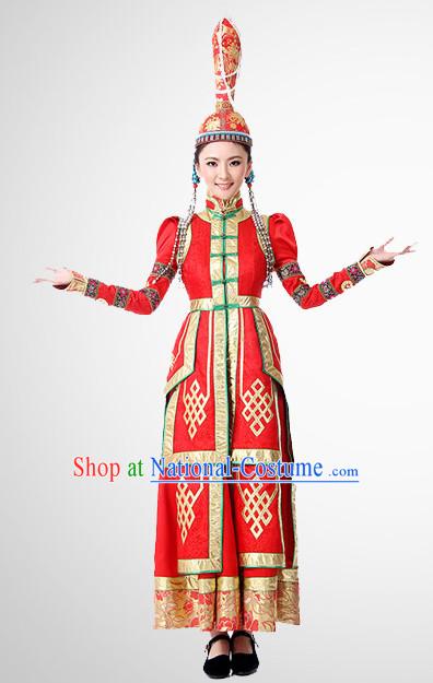 Chinese Folk Mongolian Clothes Costume Wholesale Clothing Group Dance Costumes Dancewear Supply for Women