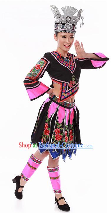 Chinese Folk Miao Dancing Clothes Costume Wholesale Clothing Group Dance Costumes Dancewear Supply for Women