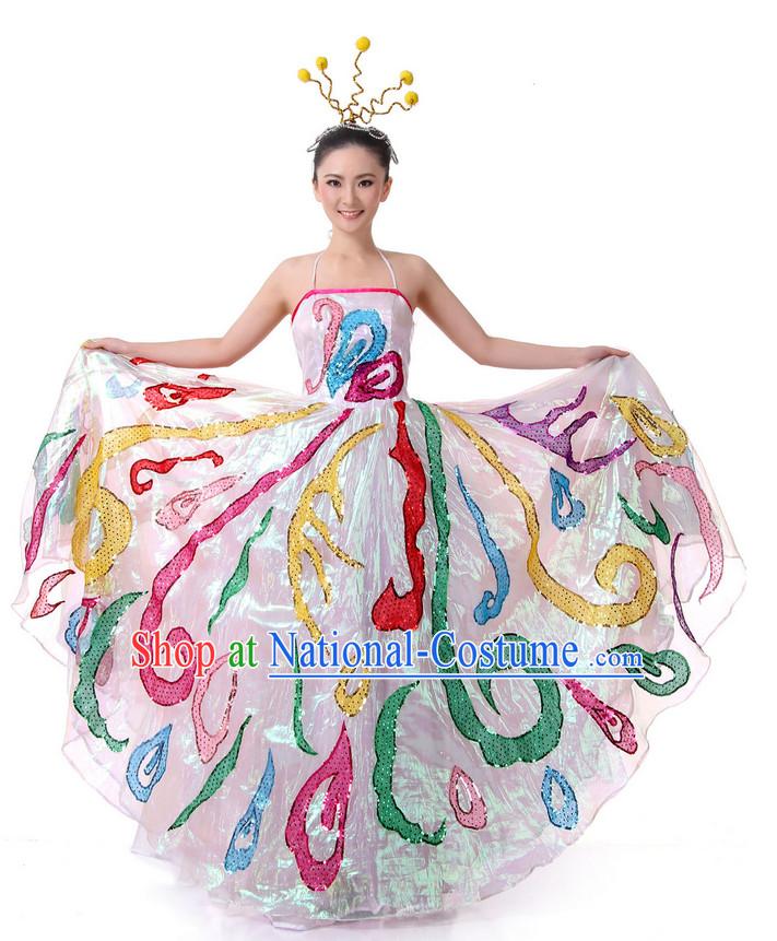 Chinese Classical Festival Celebration Dance Outfit Costume Wholesale Clothing Group Dance Costumes Dancewear Supply for Girls