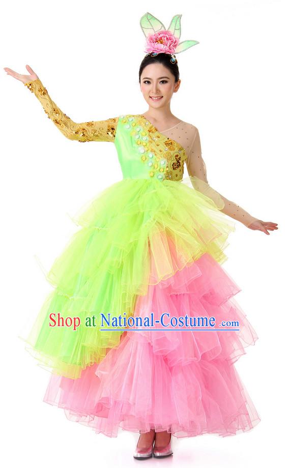 Chinese Classical Festival Celebration Dance Outfit Costume Wholesale Clothing Group Dance Costumes Dancewear Supply for Girls