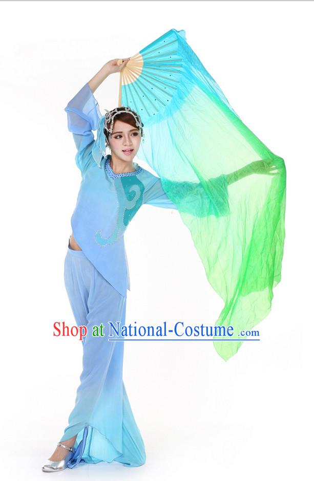 Chinese Fan Dance Outfit Costume Wholesale Clothing Group Dance Costumes Dancewear Supply for Girls