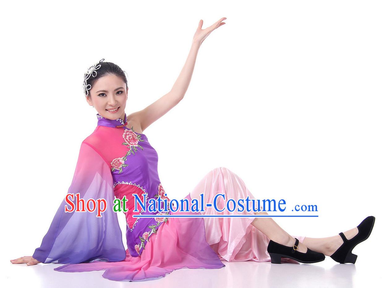 Chinese Folk Fan Dance Costume Wholesale Clothing Group Dance Costumes Dancewear Supply for Girls